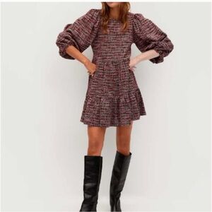 Mango Red and Black Tweed Dress